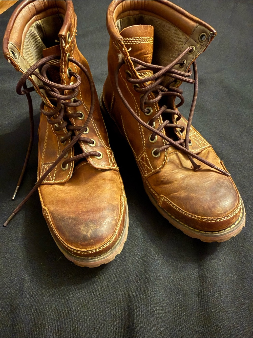 Timberland Brown Leather Lace-Up Combat Boots